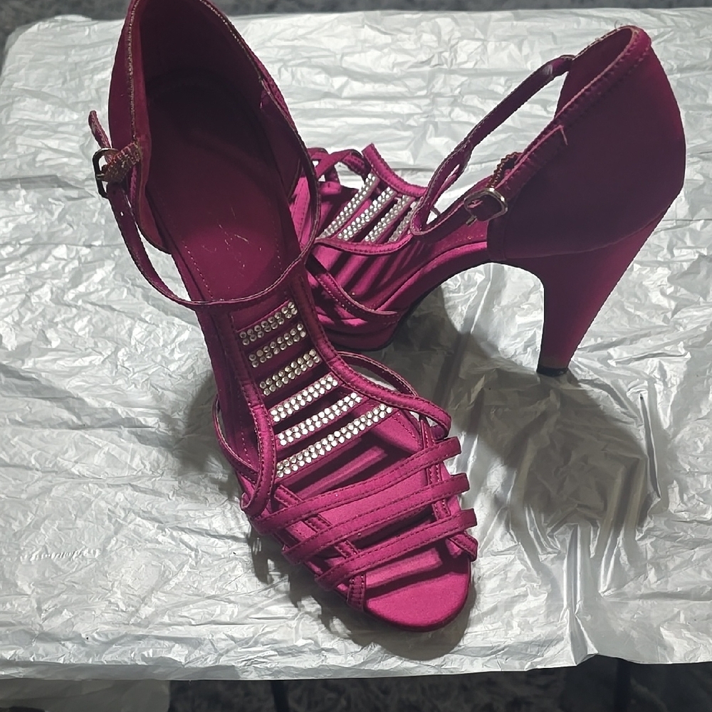 Vibrant Pink Strappy Stiletto Heels